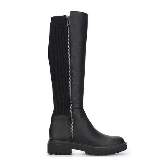 Kenneth Cole Womens 9 M Black Leather Rhode Zip Up Riding Boots NIB HL0 - Picture 1 of 5